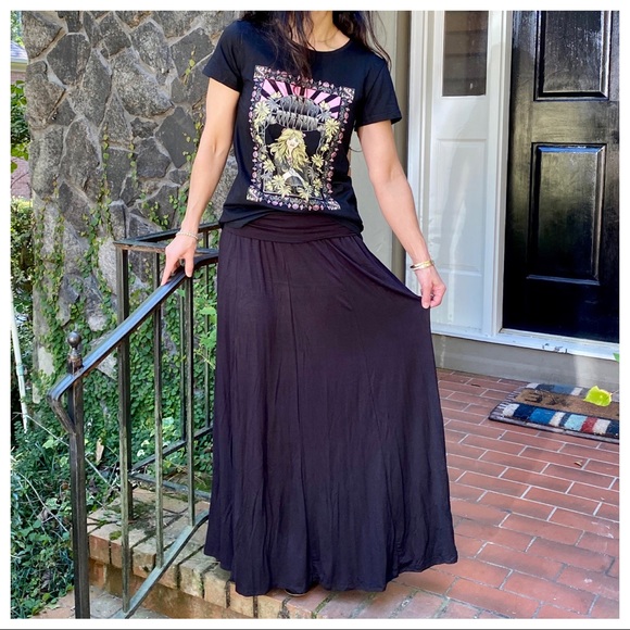 ✨LAST ONE✨Black Fold Waist Side Pockets Maxi Skirt - Picture 10 of 11